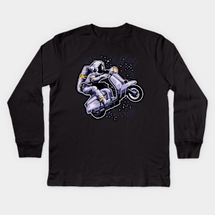 Astronaut riding a Vespa Funny Astronaut rides Kids Long Sleeve T-Shirt